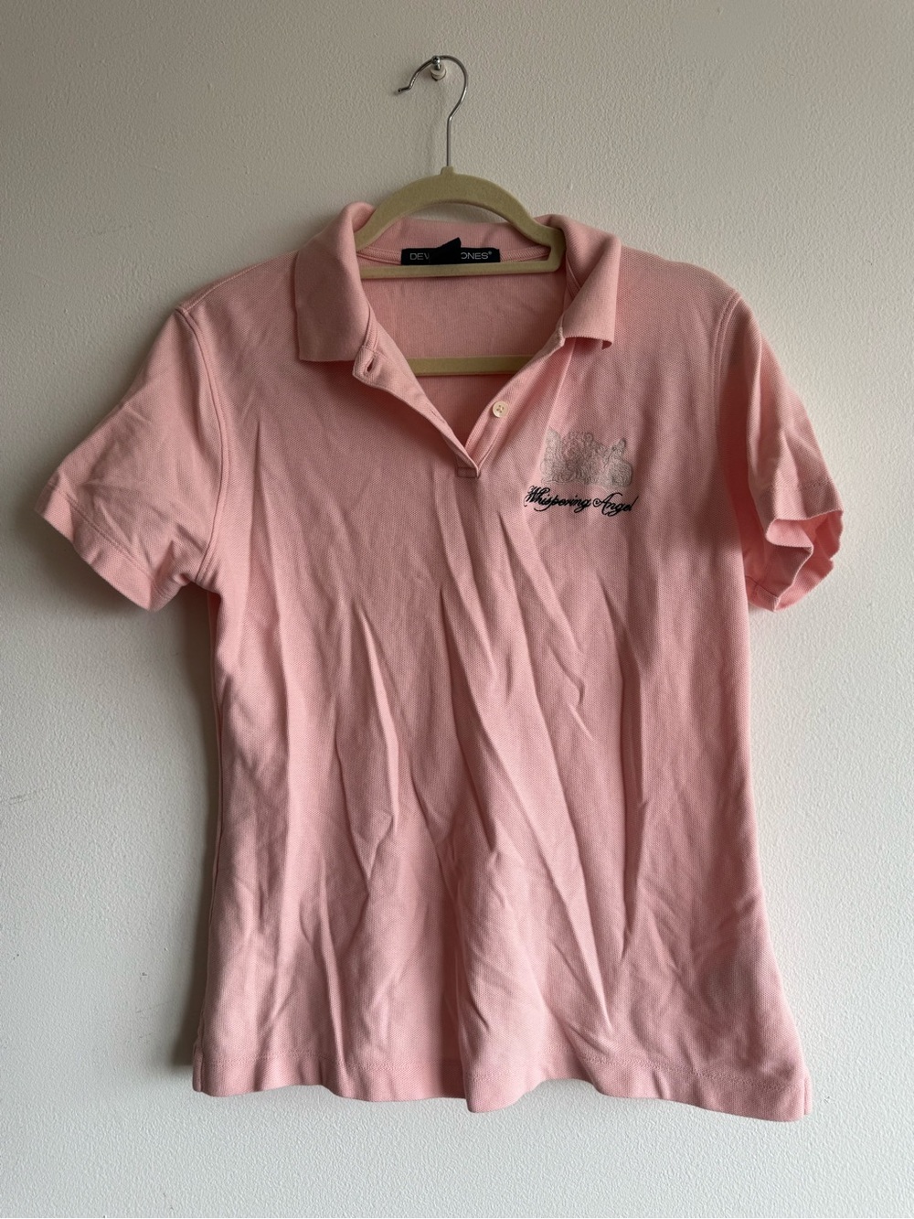 Whispering Angel Pink Polo Shirt with Embroidered Chest Logo Never Worn